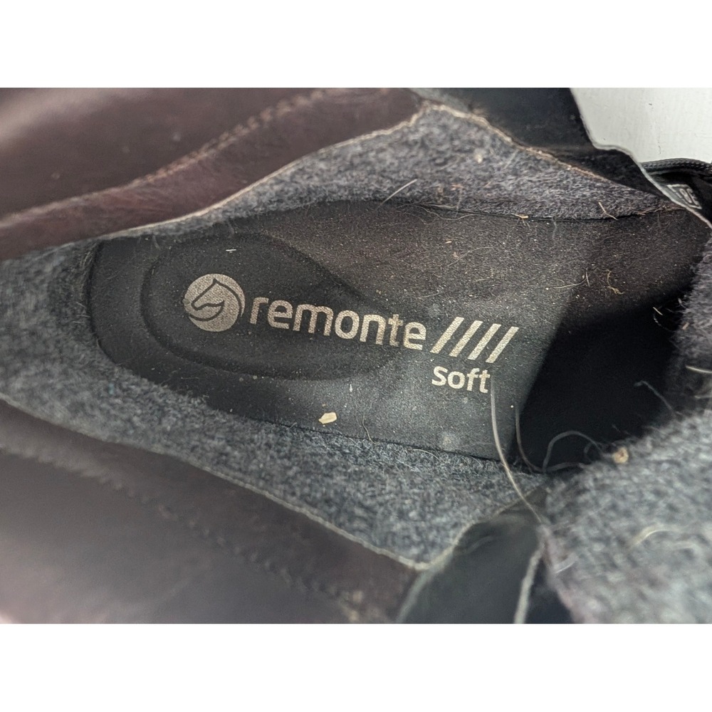 Remonte Brown Leather High Top Sneakers Sz 38 Side Zip Fleece Lined 8909200845 - Picture 3 of 13